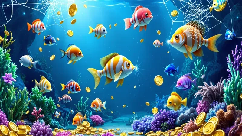 Visual ruang arcade tembak ikan KAMARTOTO dengan target bawah laut