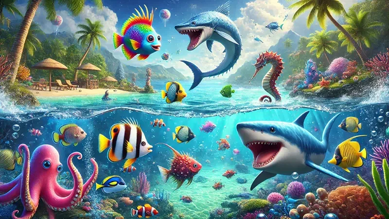 Tampilan permainan tembak ikan bawah laut di KAMARTOTO